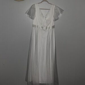 Ever Pretty White Wedding Dress with Sheer Sleeves long in length. Very pretty!